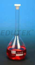 FLASK VOLUMETRIC, WITH ONE MARK, STOPPER MADE OF POLYTHENE Accuracy as per Class 'B' ISO 1042